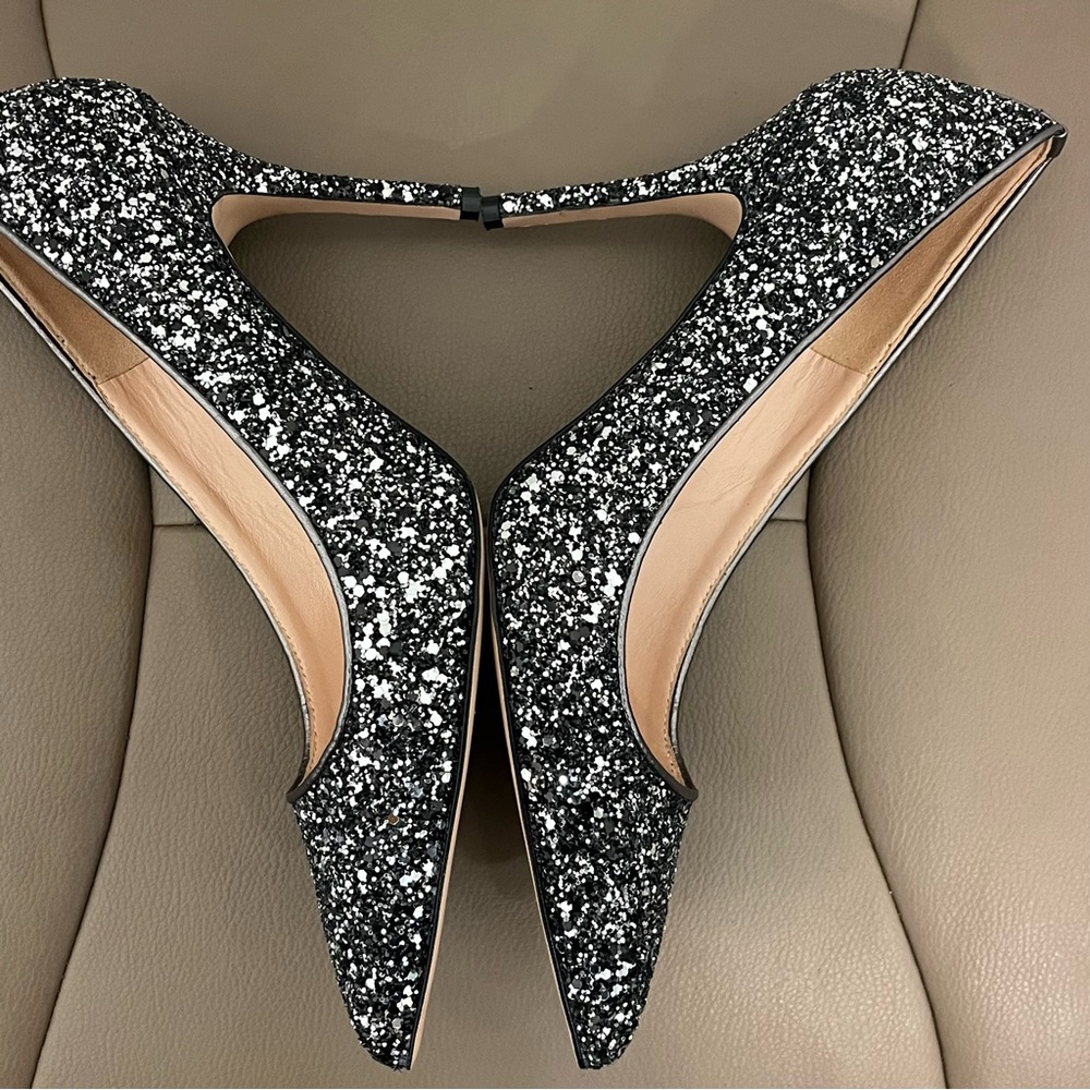 J. Crew Elsie Pumps in Gunmetal Glitter Formal Party Heels Size 9.5 - Picture 10 of 12
